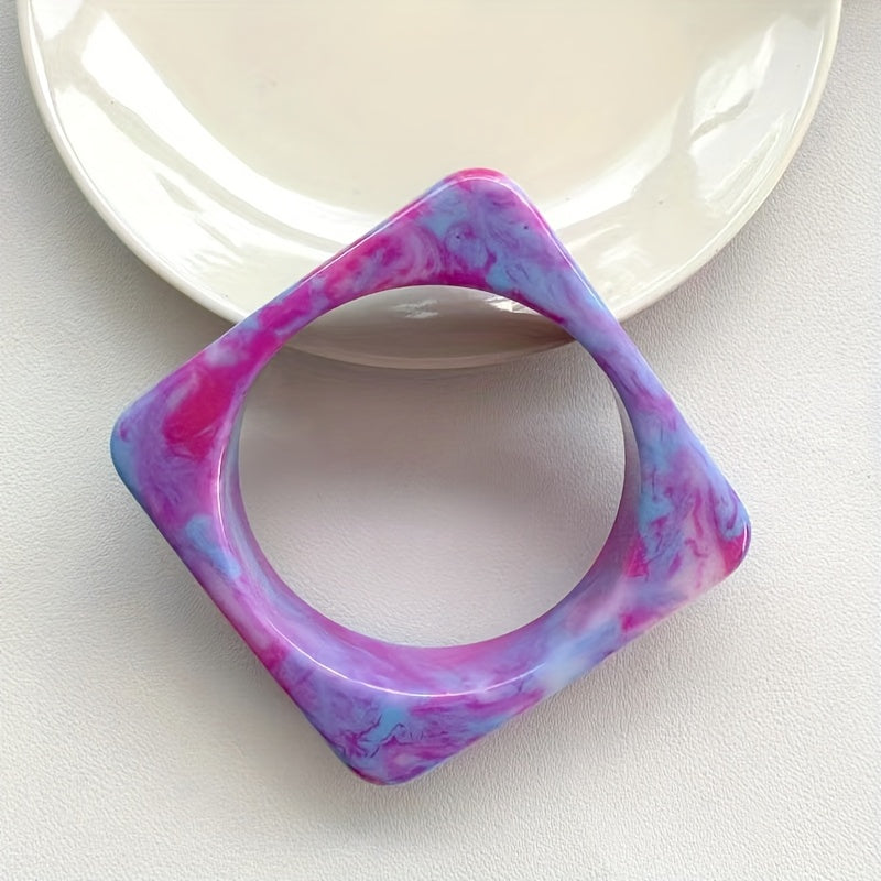 Wide Resin Bracelet Red & Yellow Gradient Square