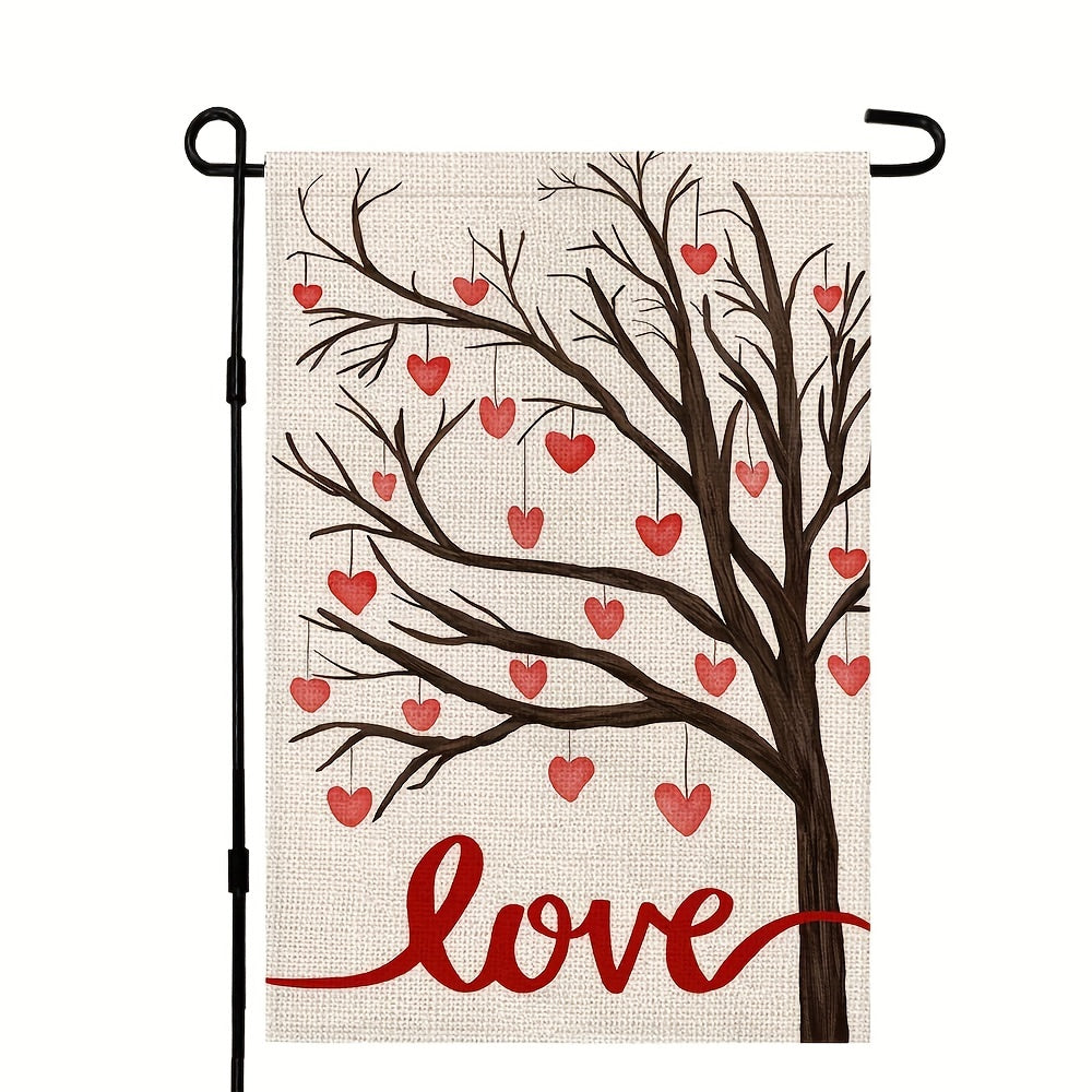 Love Heart Tree Garden Flag Double Sided Outdoor Seasonal Yard Decoration