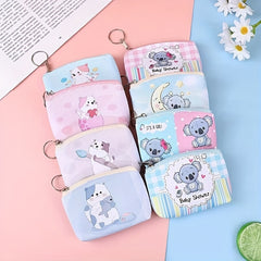 Cartoon Cat Bear Print Coin Purse Wallet for Kids Girls