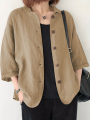 Button Front Jackets Casual Turn Down Collar Long Sleeve Solid Outerwear