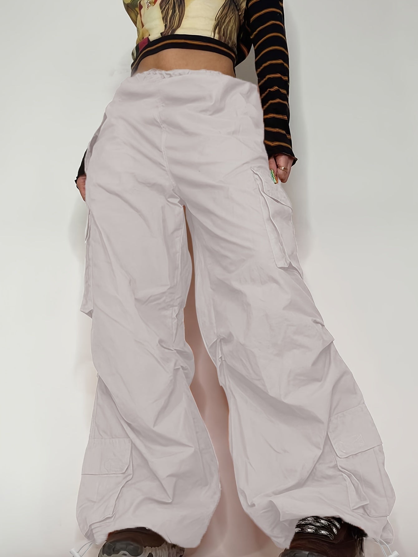 Low Waist Drawstring Loose Leg Pants American Street Sports Casual Hiking Pants