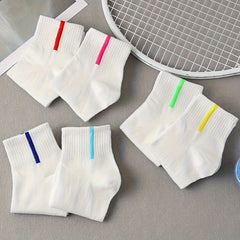6 Pairs Striped Crew Socks Comfy & Breathable Women's Stockings