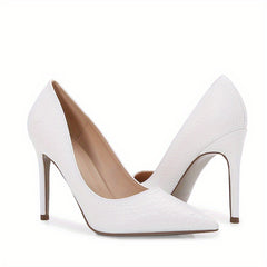 Solid Stiletto Heel Pointed Toe Slip On Pumps for Women