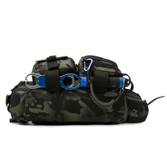 Portable Fishing Tackle Bag with Rod Holder 600D Nylon Sling Pack