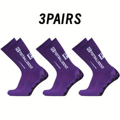 3 Pairs Soccer Mid Calf Socks Breathable Sweat Absorbing Non Slip