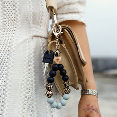 Butterfly Wood Bead Elastic Bracelet Key Chain