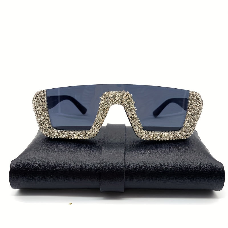 Y2K Rhinestone Sunglasses Semi Rimless UV400
