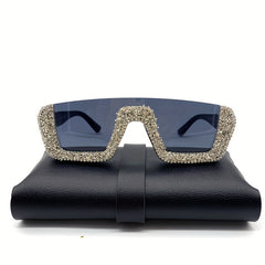 Y2K Rhinestone Sunglasses Semi Rimless UV400