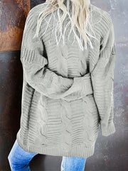 Cable Knit Open Front Sweater Cardigan