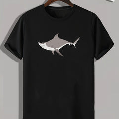 Cartoon Shark Pattern Print Men's Comfy Sports T shirt