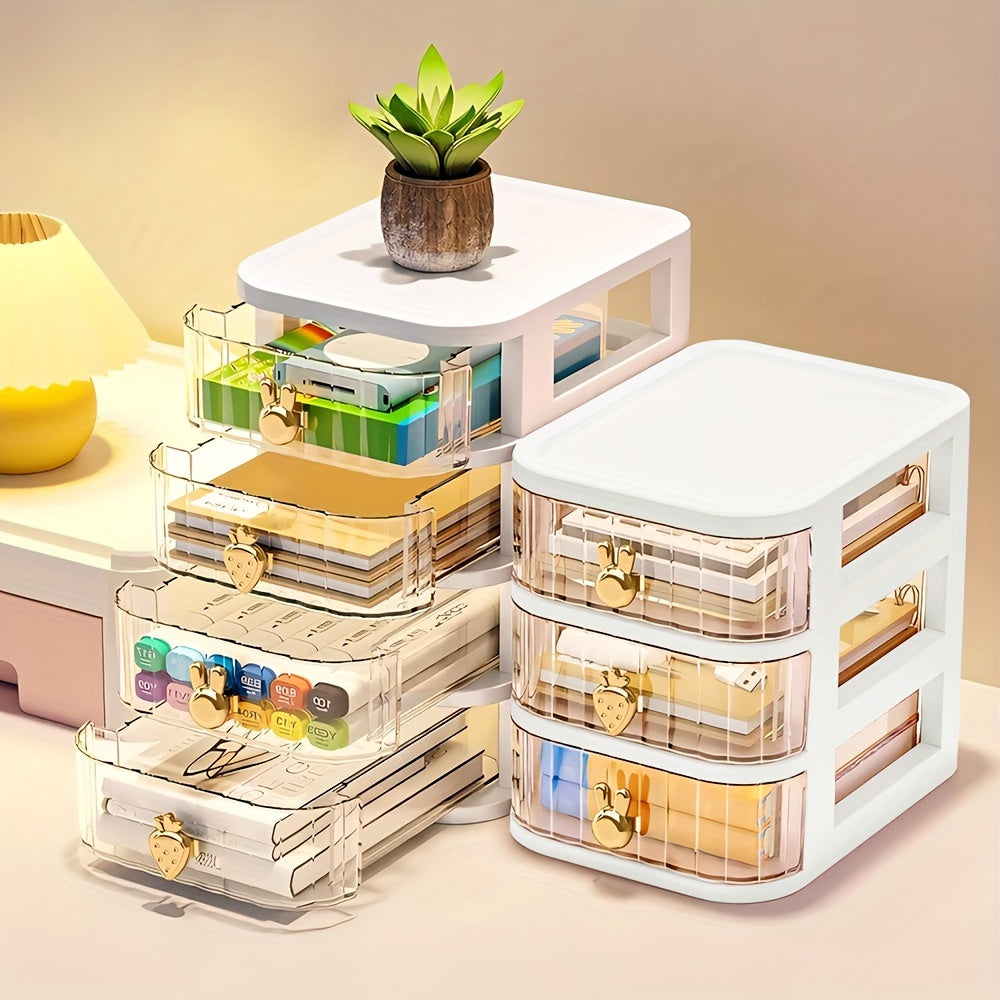 4-Layer Rabbit Storage Box Stationery Storage Multifunctional Desktop Drawer