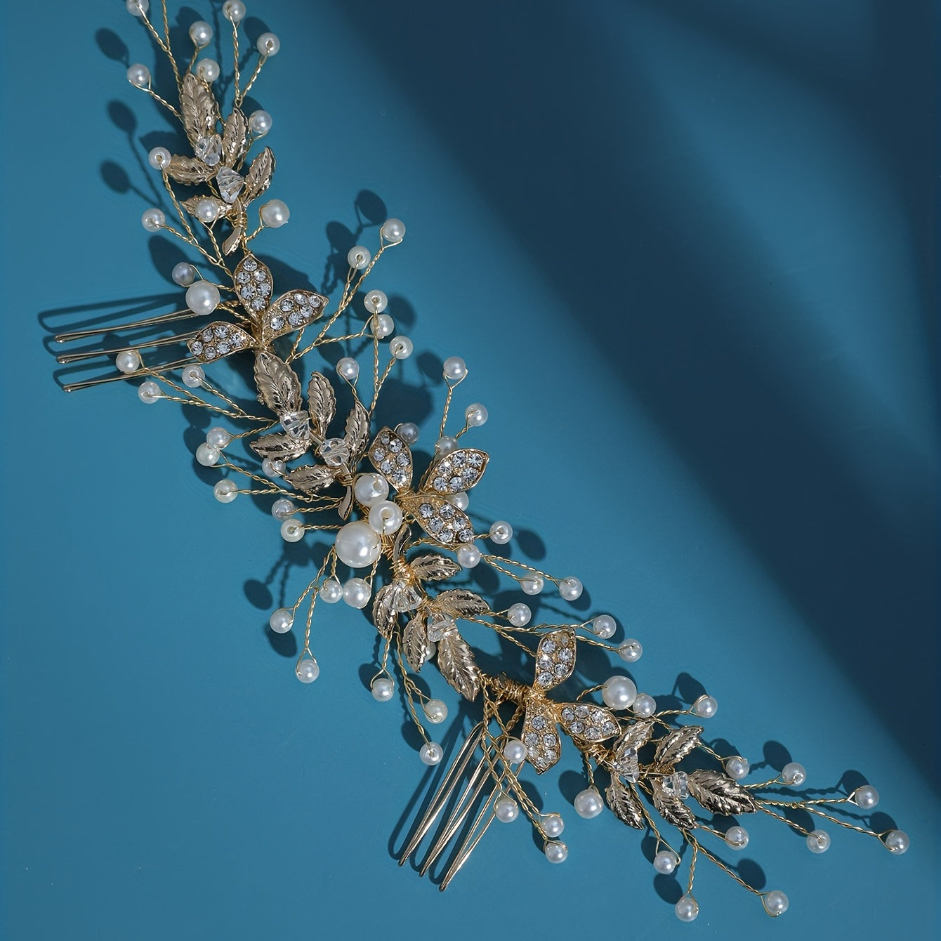 Leaf Shape Hairpin Faux Pearl Jewelry Bridal Wedding Hair Accessories