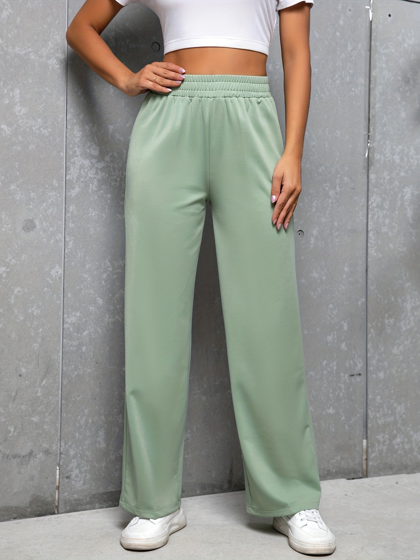 High Waist Straight Leg Pants for Women