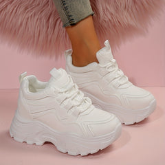 Women's Platform Chunky Sneakers Lace Up Height Increasing Shoes