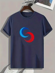 Red Symbol Print Men's Graphic Tee for Summer