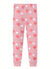 Cartoon Dog Print Cotton Pajama Set LOVE Print Top & Pants