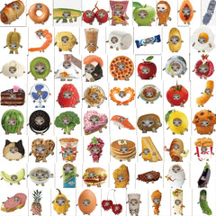 66 Funny Food Cat Waterproof Stickers for Various Surfaces