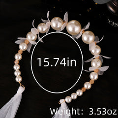 Faux Pearl Flower Headband Hairband Bridal Jewelry Set