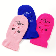 Embroidered Ski Mask Beanie Hip Hop Balaclava Y2K Full Face Cover