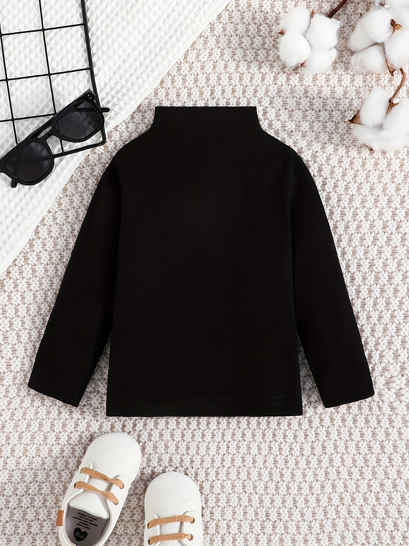 Stand Collar Long Sleeve Bottoming Shirt for Baby Girl