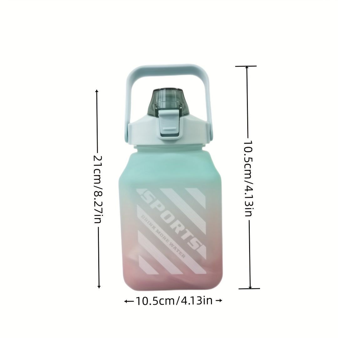 1500 ml Gradient Square Water Cup with Straws for Outdoors & Travel