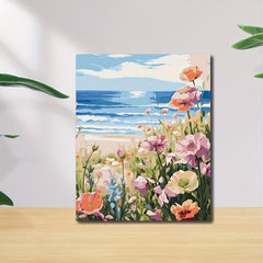 DIY Paint by Numbers Kit for Adults Beach & Floral Scenery 16x20 Inches