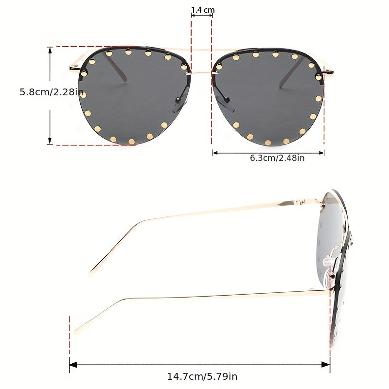 Men's Aviator Studded Metal Sunglasses