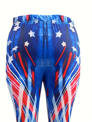 Flag Print Skinny Leggings High Waist Stretchy Leggings