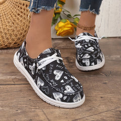 Heart & Letter Pattern Skate Shoes for Women