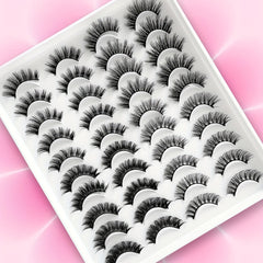 20 Pairs 3D Mixed Long/Short False Eyelashes Makeup Thick Fluffy Natural Look