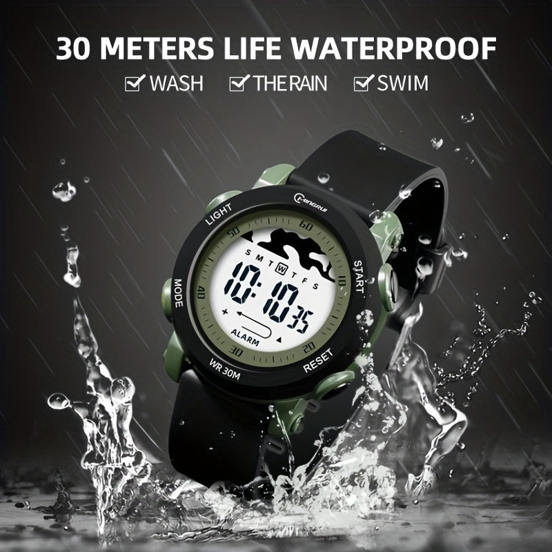 30m Waterproof Metal Quartz Green Kids Watch Boys Wrist Watch