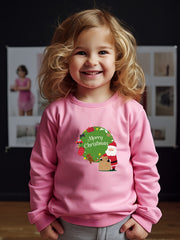 Merry Christmas Santa Print Crew Neck Sweatshirt Kids Clothes
