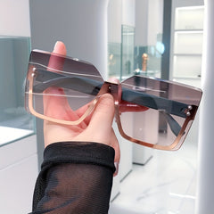 Oversized Ombre Sunglasses Square Rimless UV400 Sun Shades