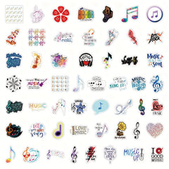 Music Themed Stickers for Water Bottles, Laptops, Guitars