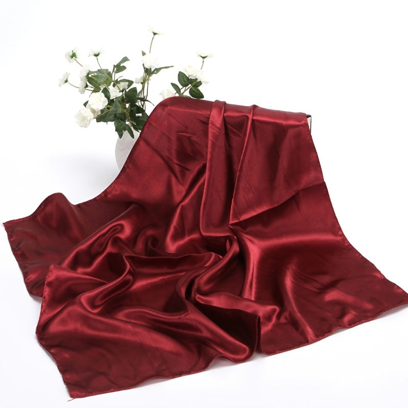 Square Satin Scarf Solid Neckerchief Casual Shawl Bandana