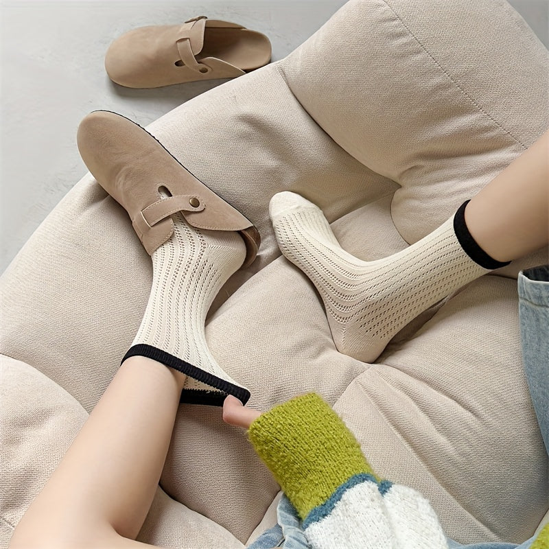 Striped Cotton Mid Calf Socks for Autumn/Winter