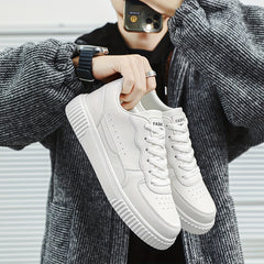 Men's Solid Skate Shoes Comfy Non Slip Lace Up Casual Sneakers