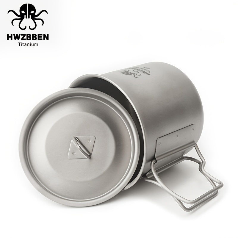 HWZBBEN Titanium Mug 350ml Portable Folding Cup + Lid