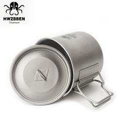 HWZBBEN Titanium Mug 350ml Portable Folding Cup + Lid