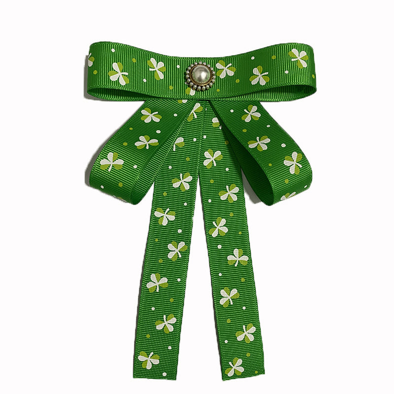 St Patrick's Lucky Clover Bow Tie Green Double Layer