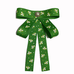 St Patrick's Lucky Clover Bow Tie Green Double Layer
