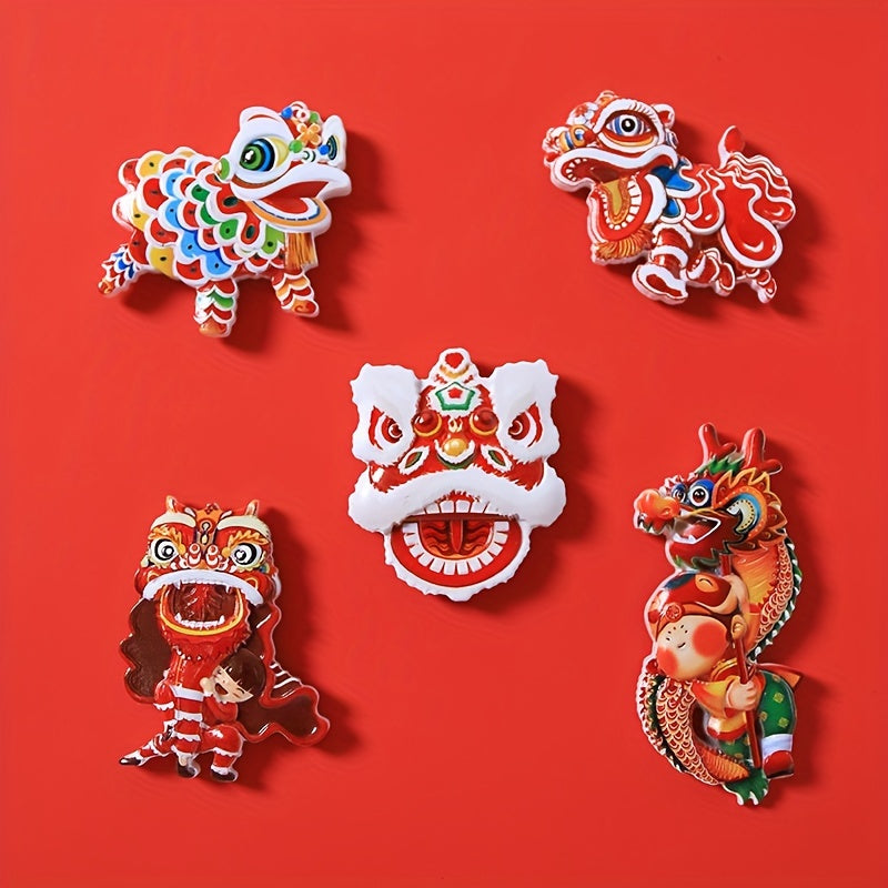 Resin Lion Refrigerator Sticker Chinese New Year Festive Decor