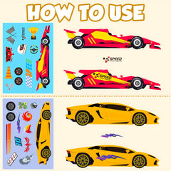 6pcs Toy Car Face Changing Stickers Puzzle DIY Stickers