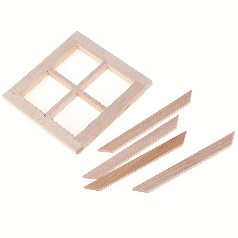 1:12 Dollhouse Wooden 4 Pane Window DIY Accessories