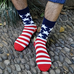 American Flag Striped Socks Men's Cotton Crew Socks