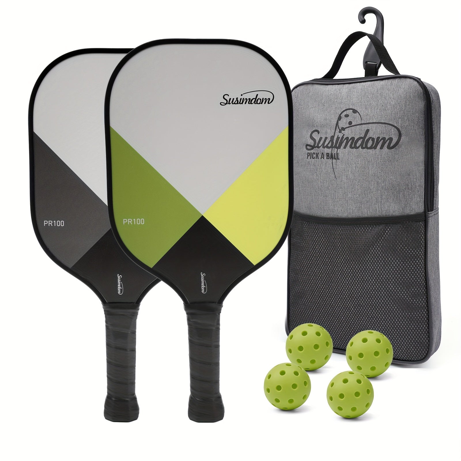 PR100 GR GA Pickleball Paddle Set Racket 2pcs Pickleball 4pcs Bag 1pc