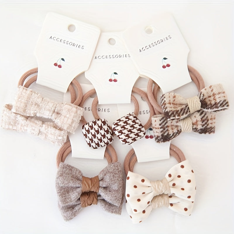 10pcs Girls Flower Hair Bows Elastic Hair Ties & Scrunchies