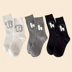 6 Pairs Cartoon Alpaca Print Socks Women's Stockings & Hosiery