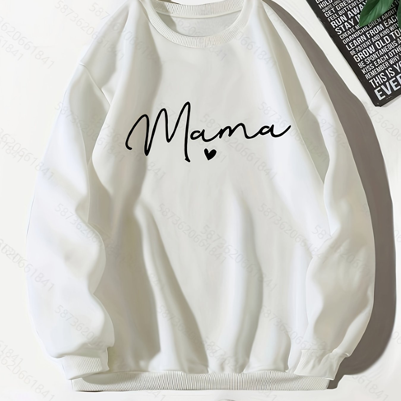Mama Letter Print Pullover Sweatshirt for Fall & Winter Women's Clothing