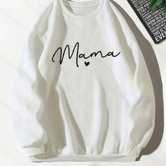 Mama Letter Print Pullover Sweatshirt for Fall & Winter Women's Clothing
